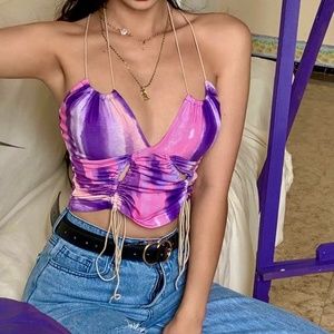 Ruched convertible tie-dye tank top
